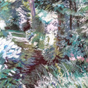 A Sunlit Path, 19" by 
                      23", pastel on Bristol board