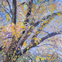 Last yellow leaves of fall, 19 by 23 on Bristol board. Pastel and acrylic paint