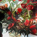Red Flowers 2, acrylic paint 
                      on museum board, 20” by 26”