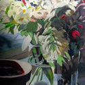 White Flowers 1, acrylic paint 
                      on museum board, 20” x 26”